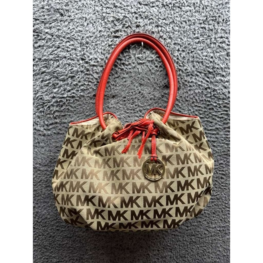 Michael Kors Women's Signature Jacquard Canvas East West Ring‎ Tote Bag Tan